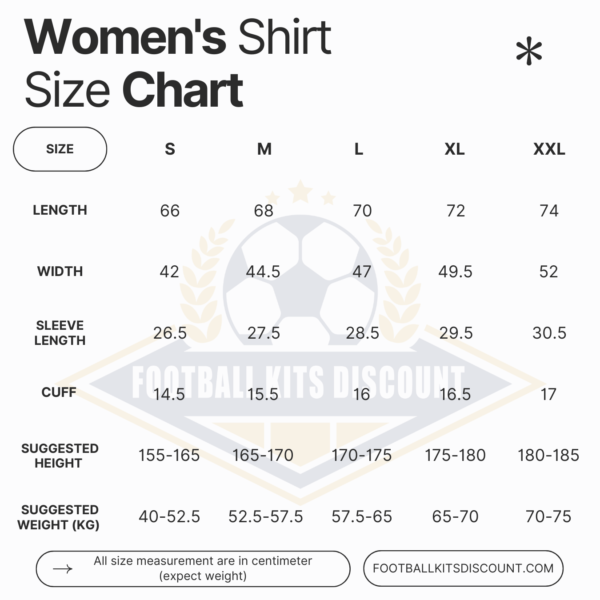 Women Shirt Size Chart